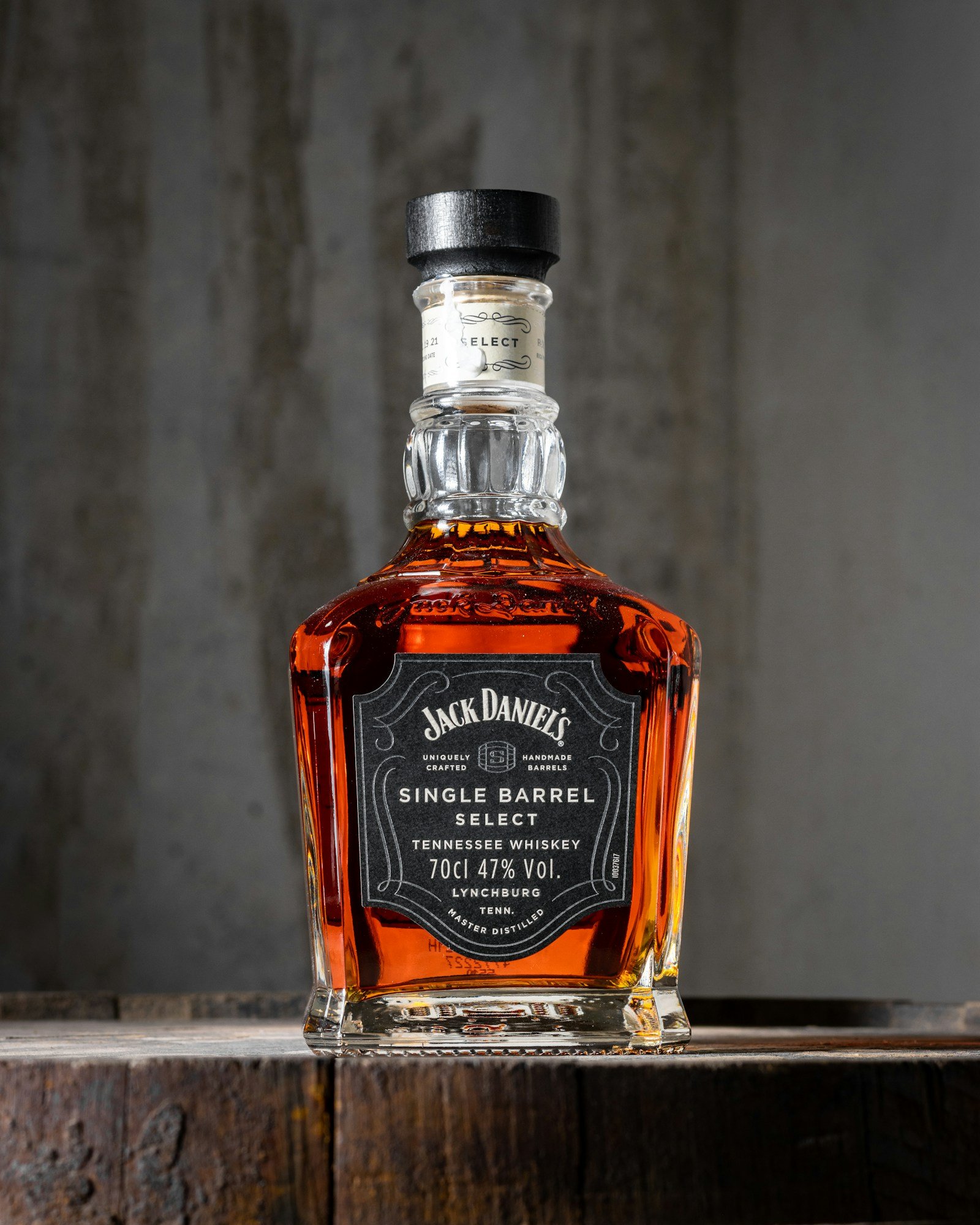 A single barrel Tennessee whiskey bottle