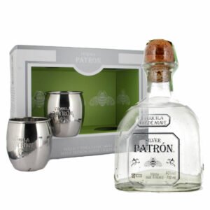 Patron Silver Premium Tequila Gift Pack with 2x Mule Mugs, 70 cl